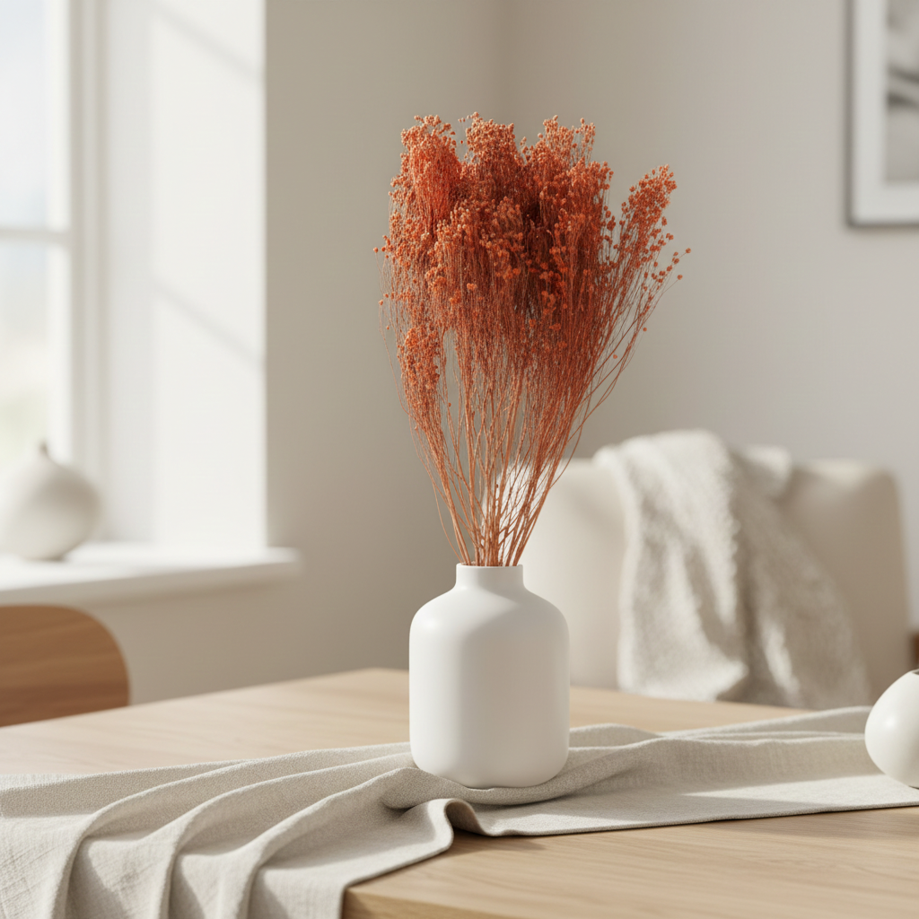 Sušený Broom Bloom terracotta – přírodní podzimní dekorace do aranžmá a kytic